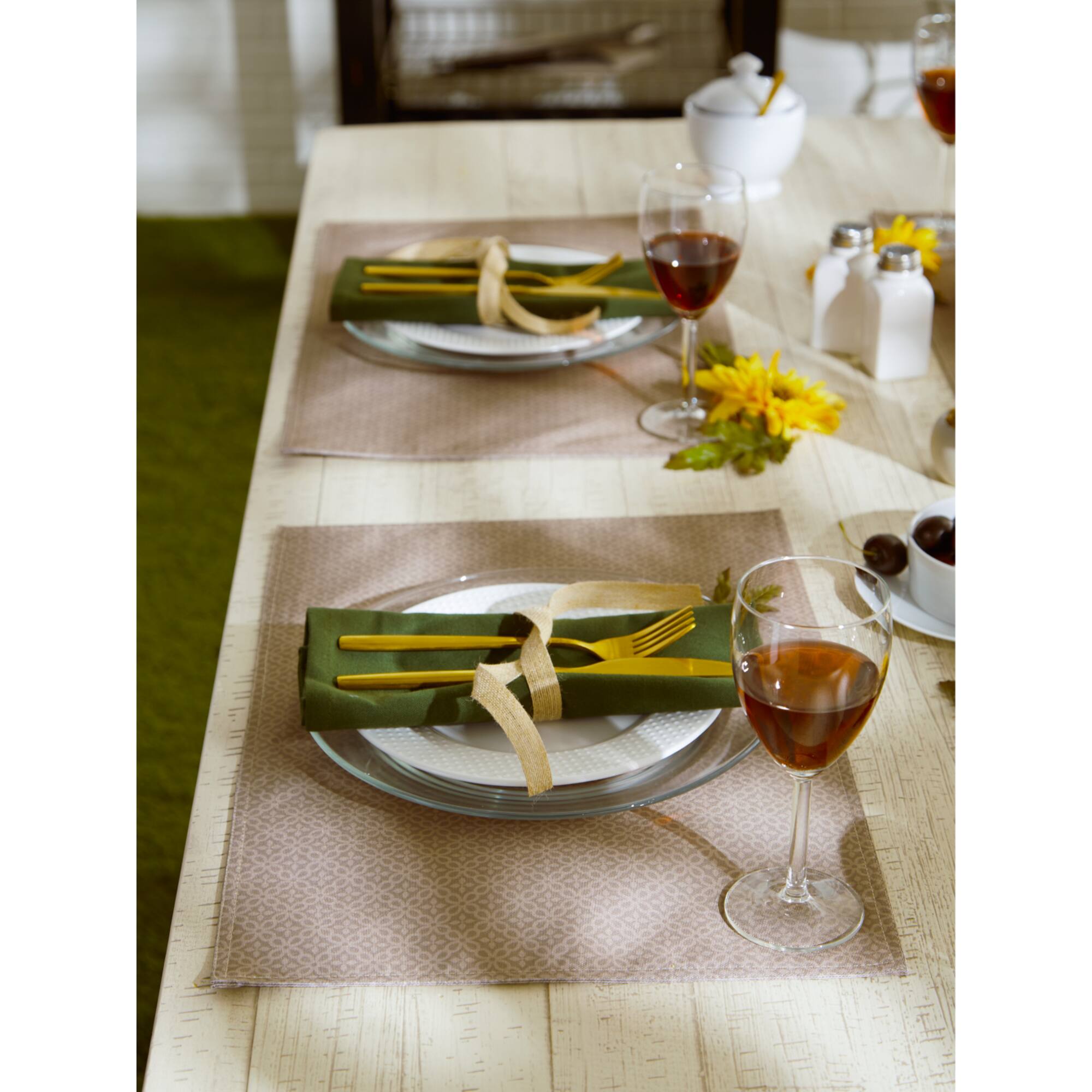 Stone Tonal Lattice Print Outdoor Placemat (Set of 6)
